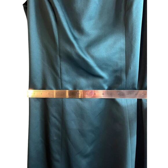 Vintage Masliyah Nusbaum Satin Turquoise Gown Evening Dress Formal Strapless - Picture 8 of 10